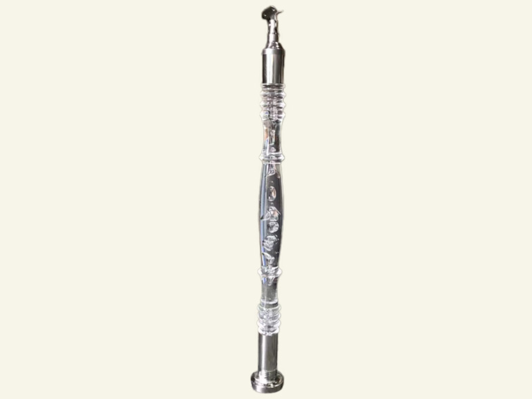 KLE-216 Acrylic Crystal Staircase Top Column, 304 Stainless Steel Hardware, Straight Tube Type